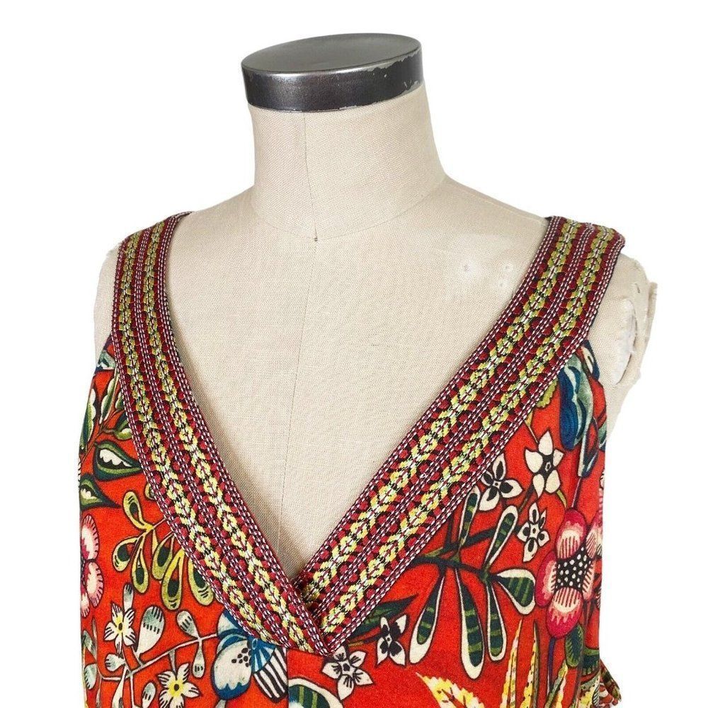 Soft Surroundings Red Floral V-Neck Maxi Dress - Picture 4 of 13